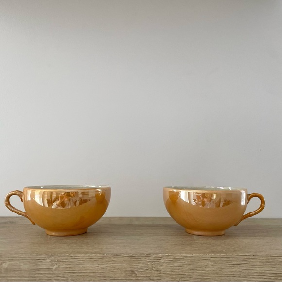 2pc Peach Lustre Marigold Carnival Glass Cups - Picture 1 of 5